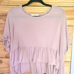 Blush cropped Ruffle blouse